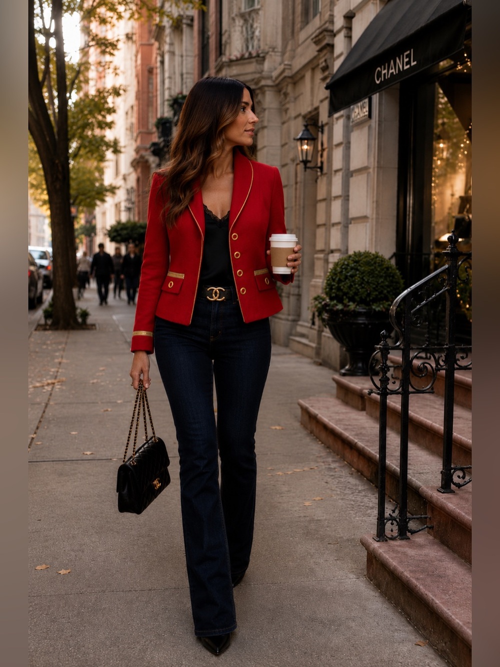 St John Collection Red Knit Cropped Blazer - Sz 6